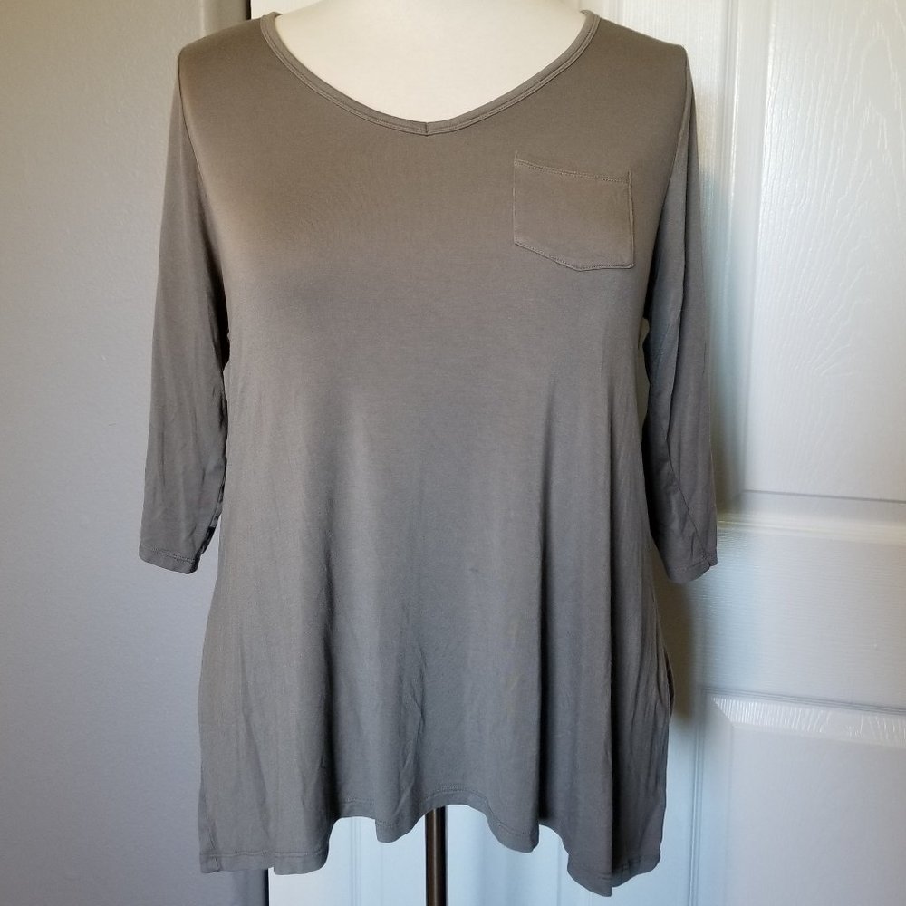 Cynthia Rowley 1X Grey 3/4 Sleeve Top